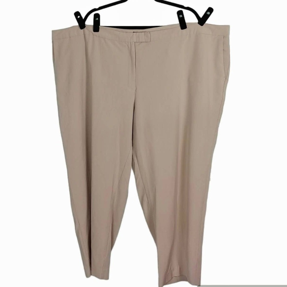 Avenue Dress Pants Women 30 Beige Khaki High Rise Flat Front Work Trousers 0501